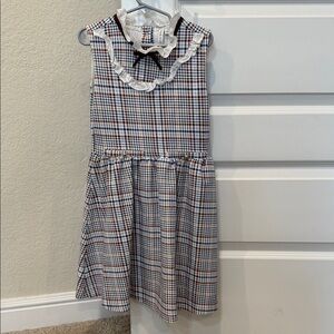 Janie and Jack White, Navy & Brown Plaid Ruffle-Trim Dress